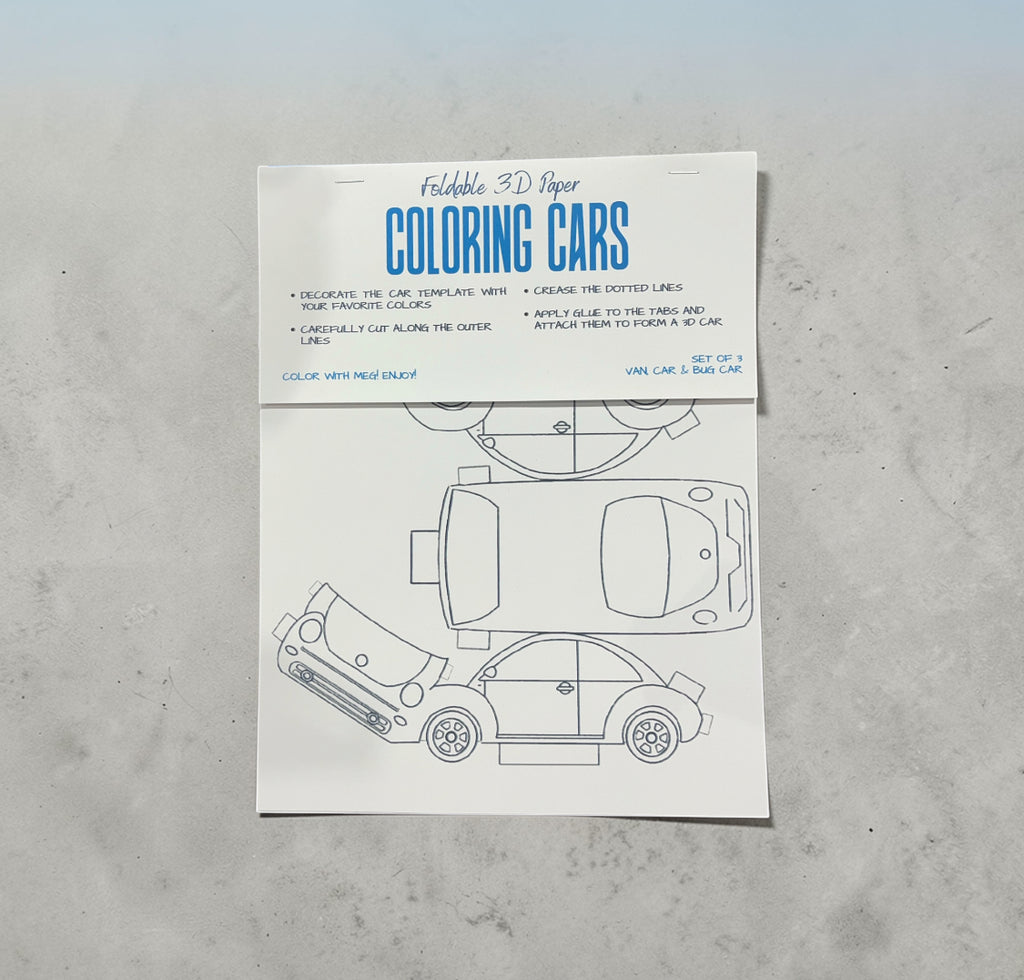 Foldable 3-D Paper Coloring Car