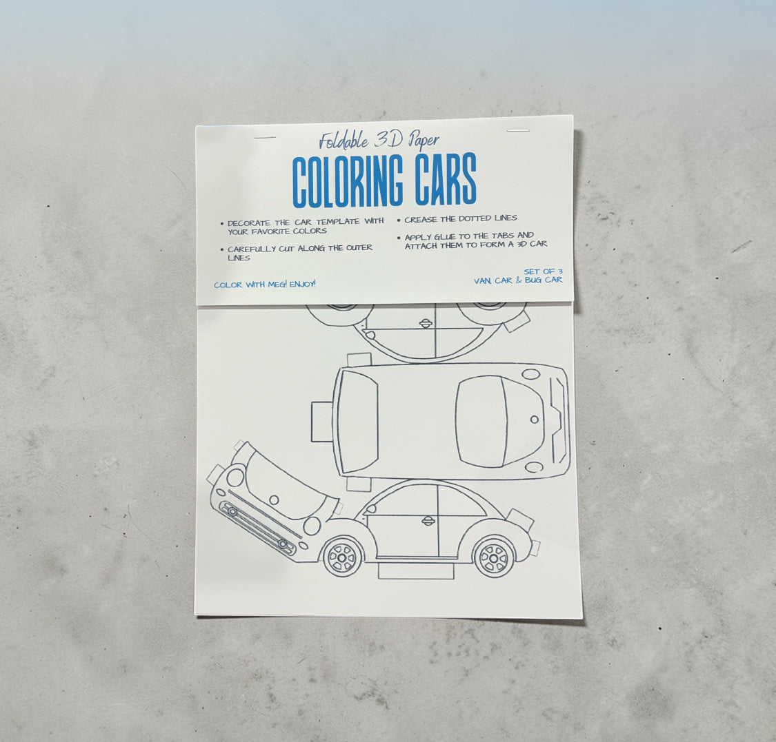 Foldable 3-D Paper Coloring Car