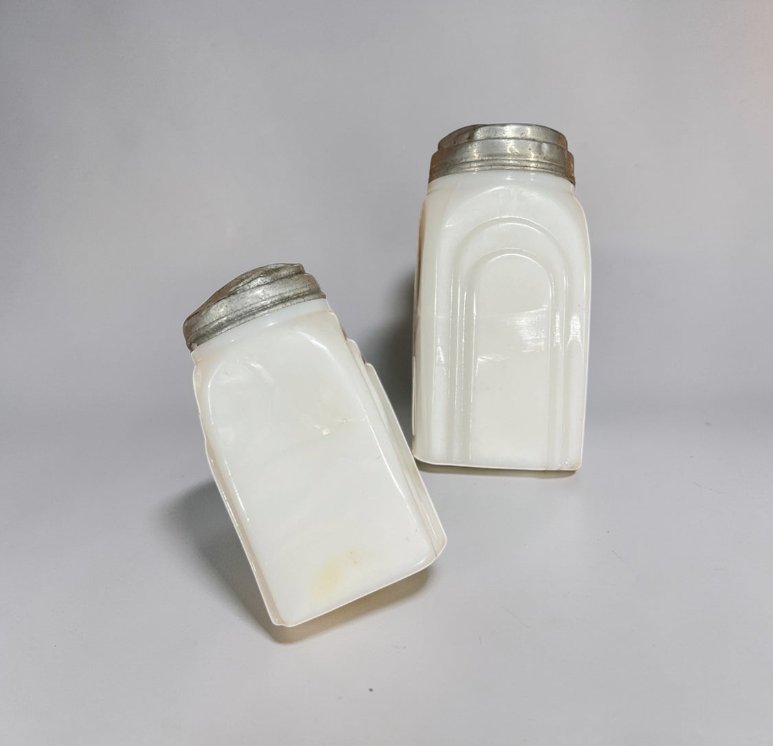 Vintage Milk Glass Salt and Pepper Shakers