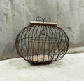 Vintage Spherical Wire Birdcage with Wooden Base and Top