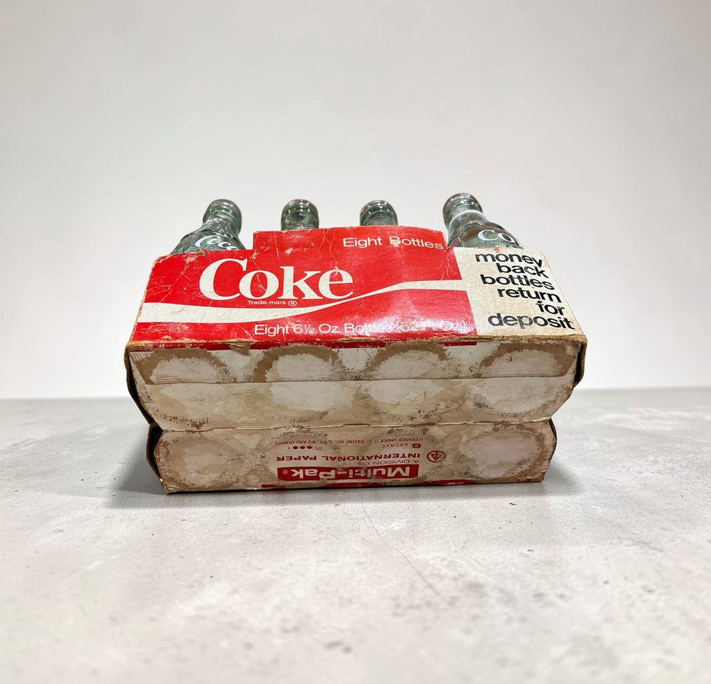 Vintage Coca-Cola 8-Pack with Green Bottles in Carrier
