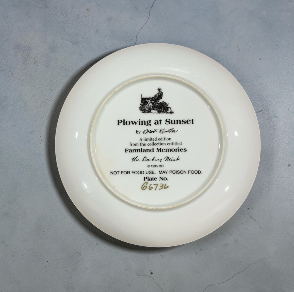 Danbury Mint Plowing At Sunset Collector Plate