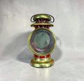 Vintage Red Brass Metal Carriage Lamp with a Round Lens