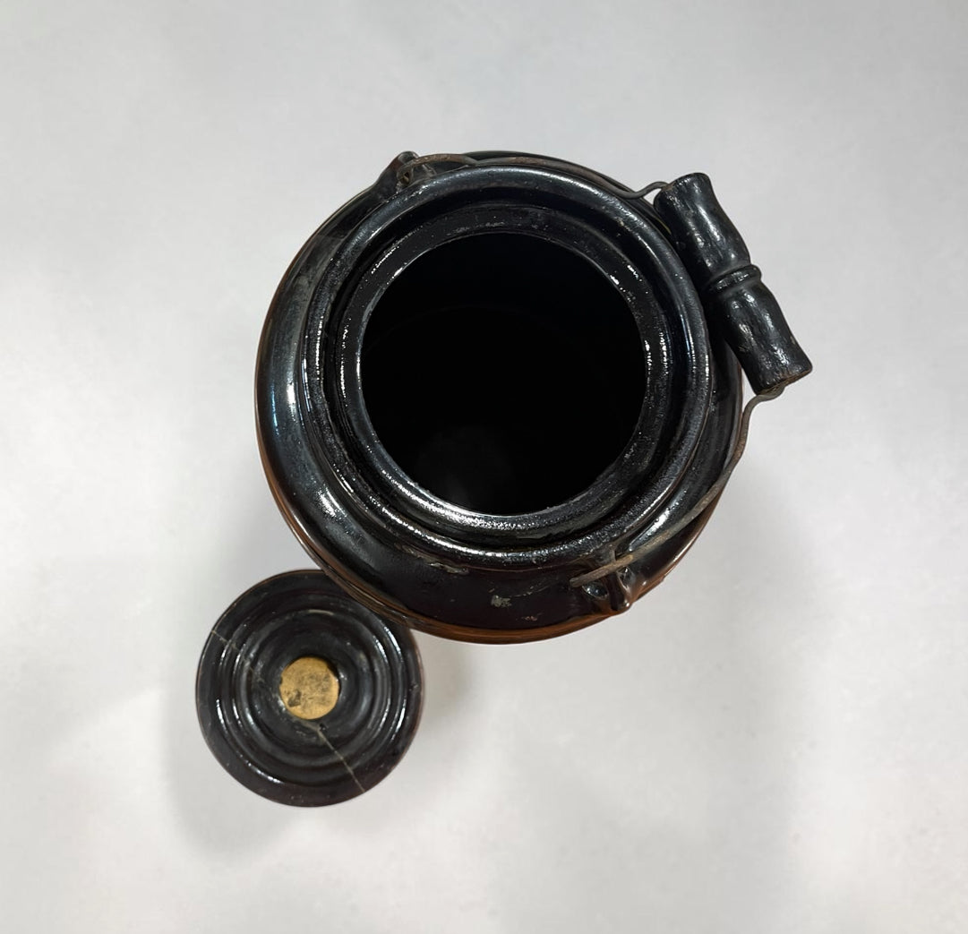 Antique Stoneware With Lid and Bail Handle