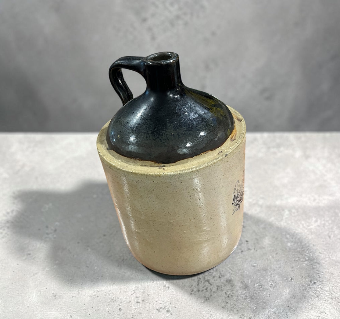 Western Stoneware Jug with Maple Leaf