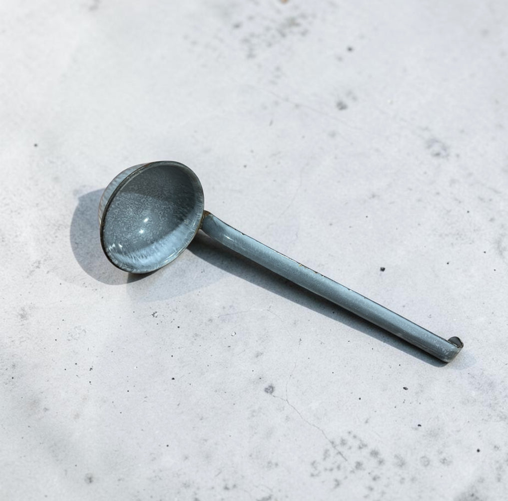 Vintage Hanging Gray Speckled Enamelware Ladle/Dipper