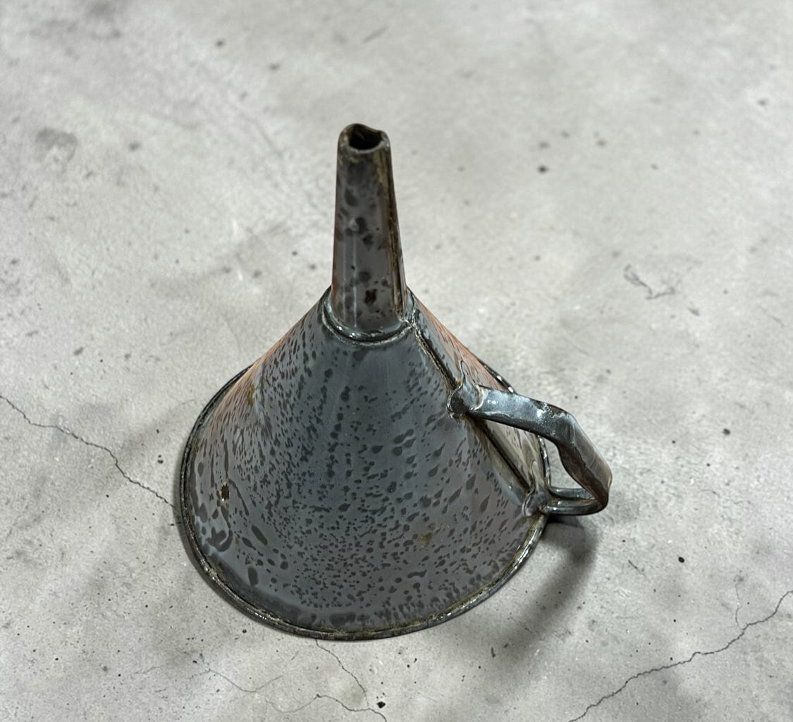 Vintage Gray Speckled Enamelware Funnel