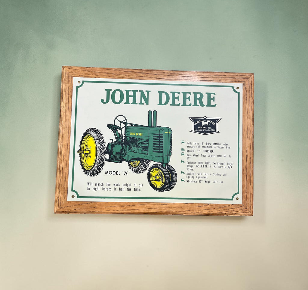 John Deere Model A Framed Tin