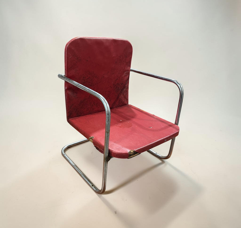 Vintage Art Deco Style Doll's Chair in Red Vinyl