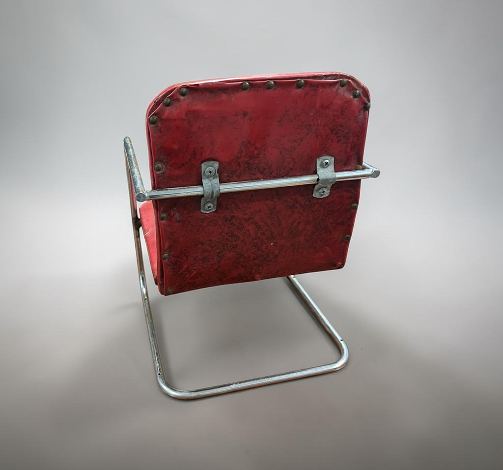 Vintage Art Deco Style Doll's Chair in Red Vinyl