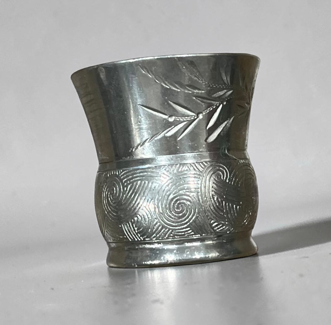 Antique Silver Plated Engraved Tumbler Cup