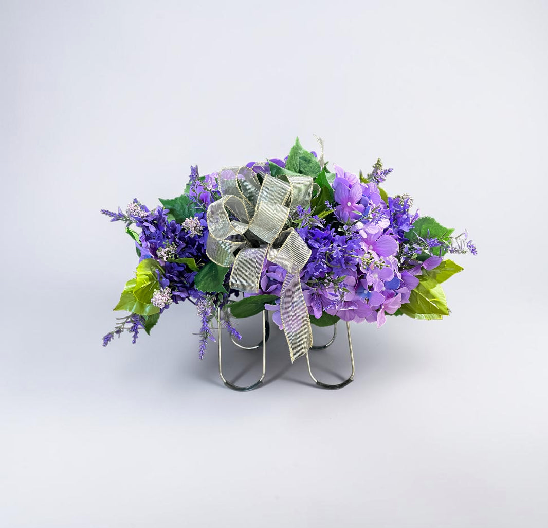 Purple Artificial Floral Cemetery Saddle