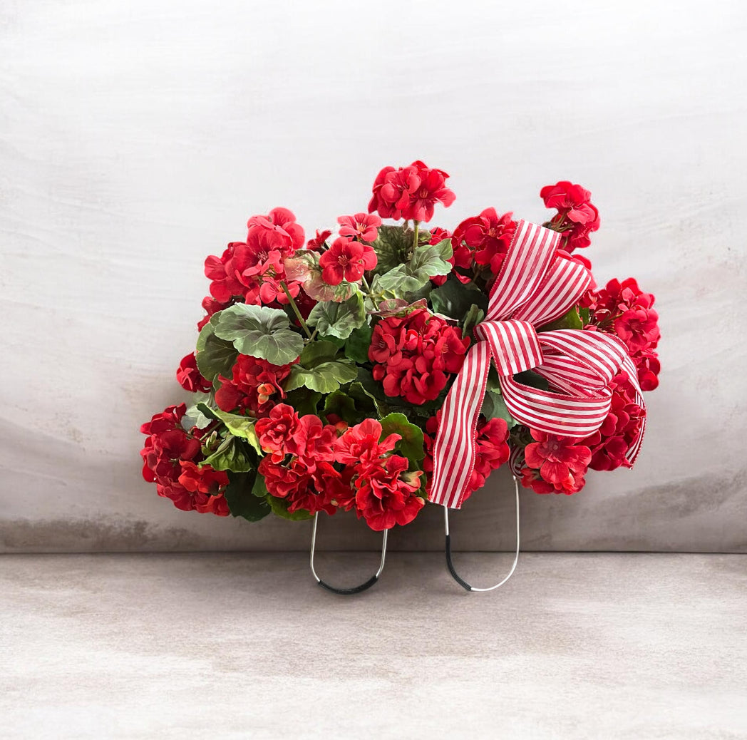 Red Artificial Floral Cemetery Saddle