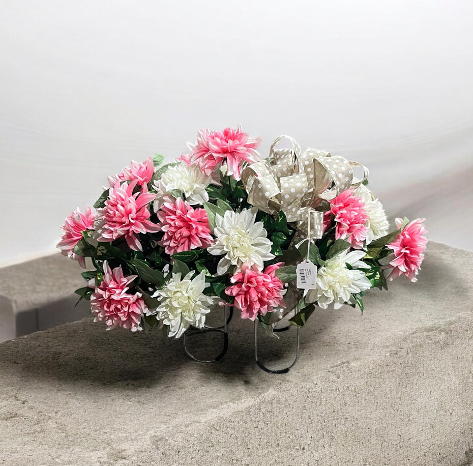Pink Artificial Floral Cemetery Saddle