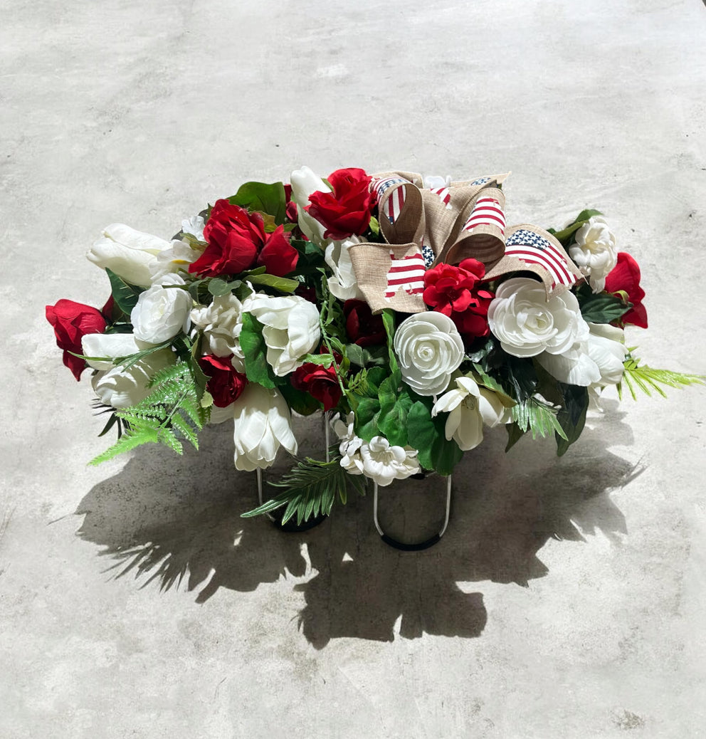 Patriotic Artificial Floral Cemetery Saddle