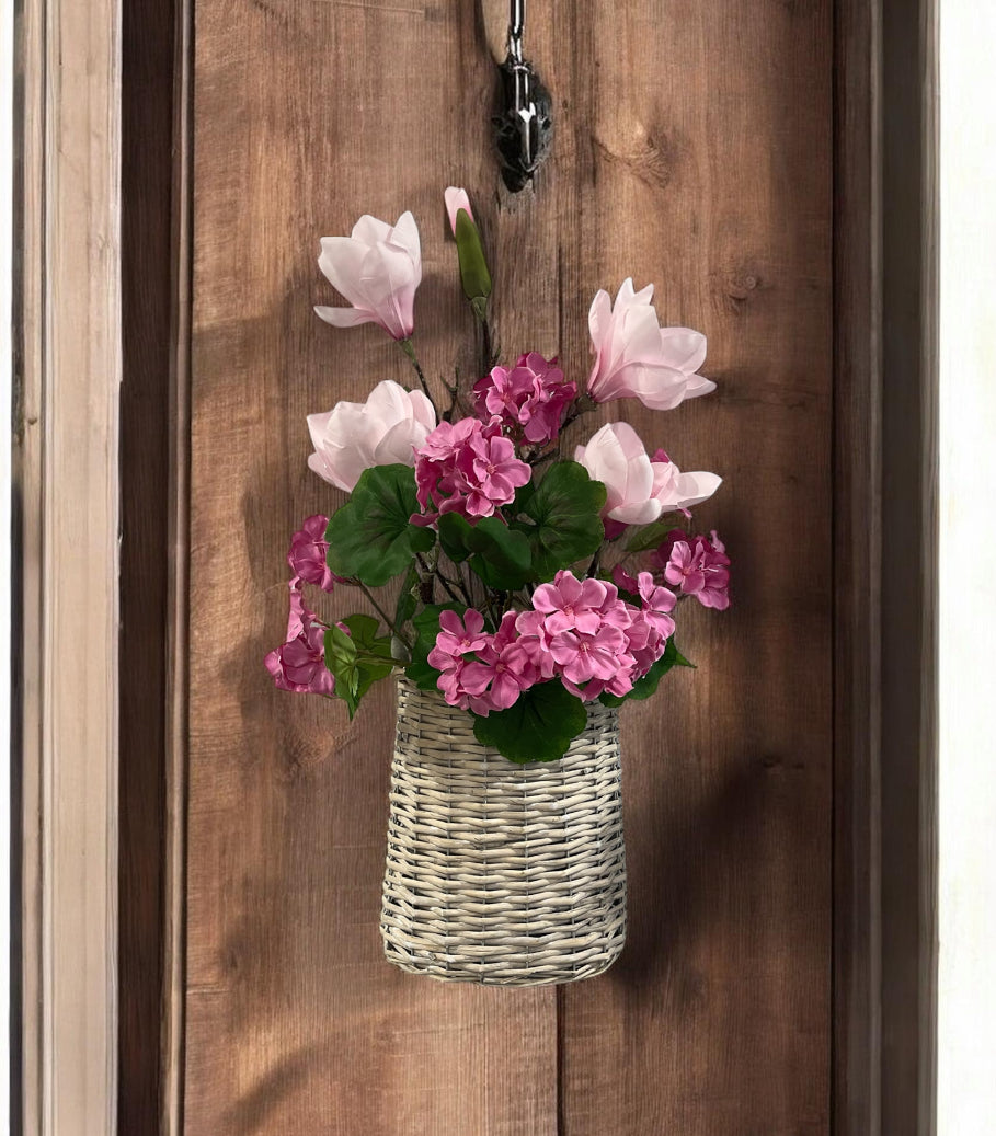 Pink Artificial Hanging Basket