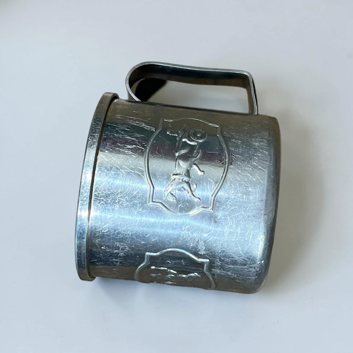 Antique Vintage 1930-1950's Era Child's Aluminum Cup Circus Elephant Clown Chariot